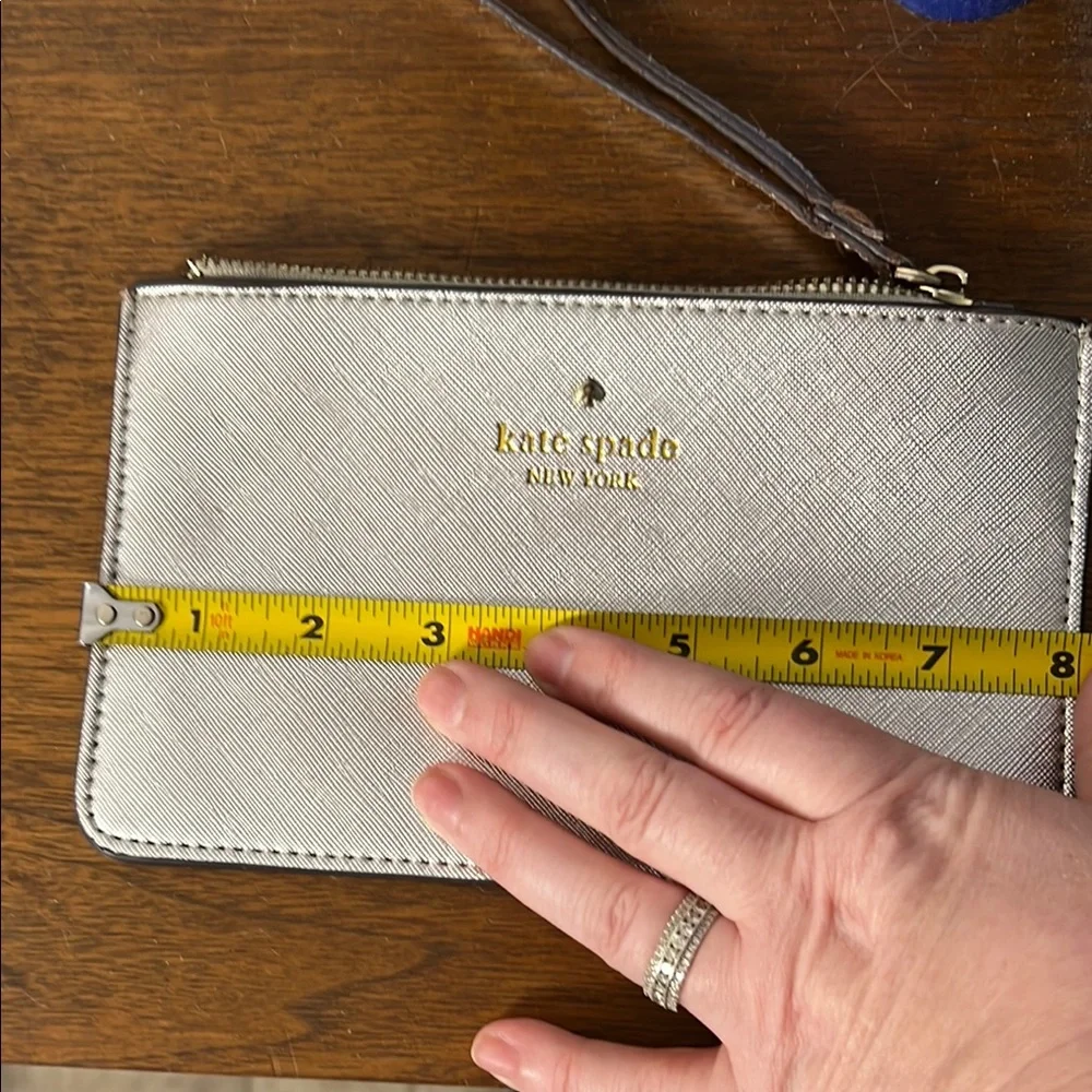 Kate Spade Silver Metallic Wristlet Pouch